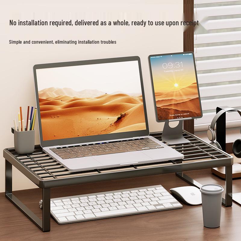 Adjustable Laptop & Monitor Cooling Stand with Storage Shelf
