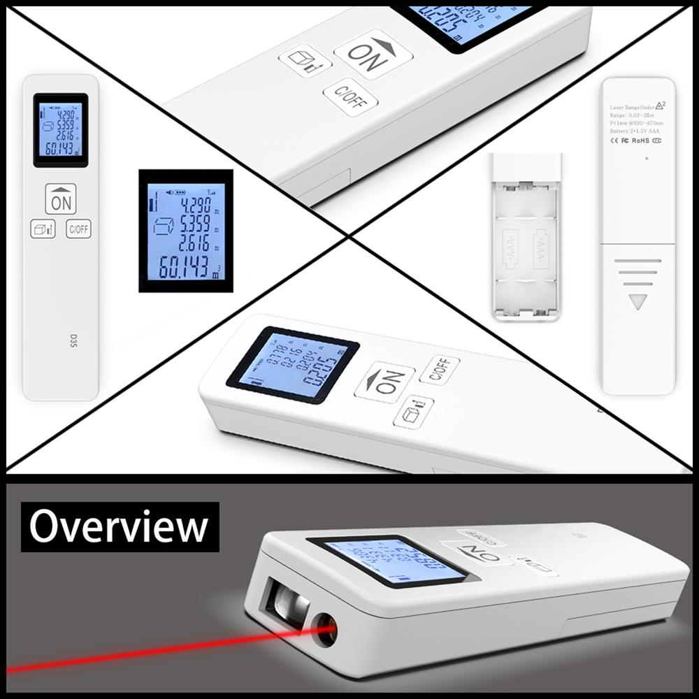 Лазерный дальномер 35 м, ЖК-цифровой лазерный дальномер, карманный размер, мини-дальномер, расстояние/площадь/
