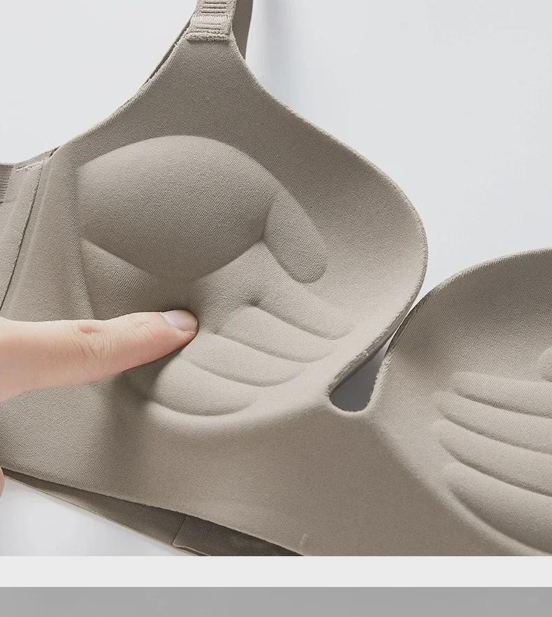 Girls' Front Buckle Seamless Bra Set - Anti-Sagging, Side Breast Support, No Empty Cup, Gathered Design