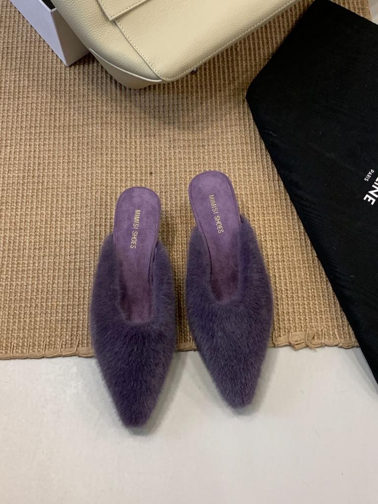 Дизайнерский нишевый темперамент острый носок Мао Мао полушлепки французские ретро туфли на высоком каблуке обувь Мао Мао 2025 осень и зима женские шлепанцы