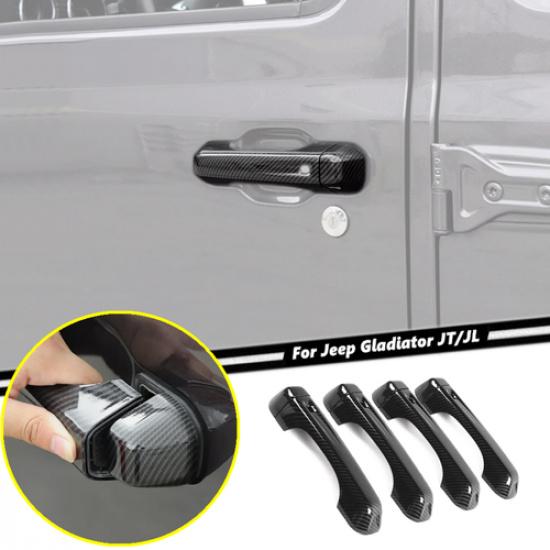 For 2018-2025 Jeep Gladiator JT/Wrangler JL Carbon Fiber Door Handle Cover Trim