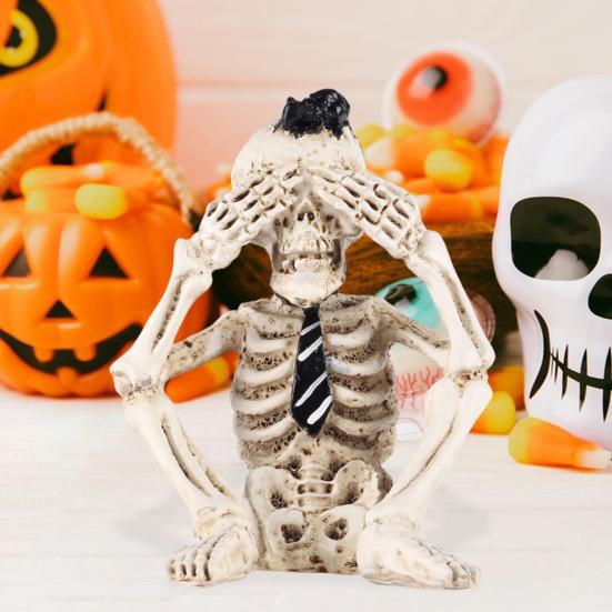 Статуя скелета на Хэллоуин, реалистичный череп, коллекционные фигурки, см., говорите, не слышите зла, домашний декор, жуткие украшения на Хэллоуин