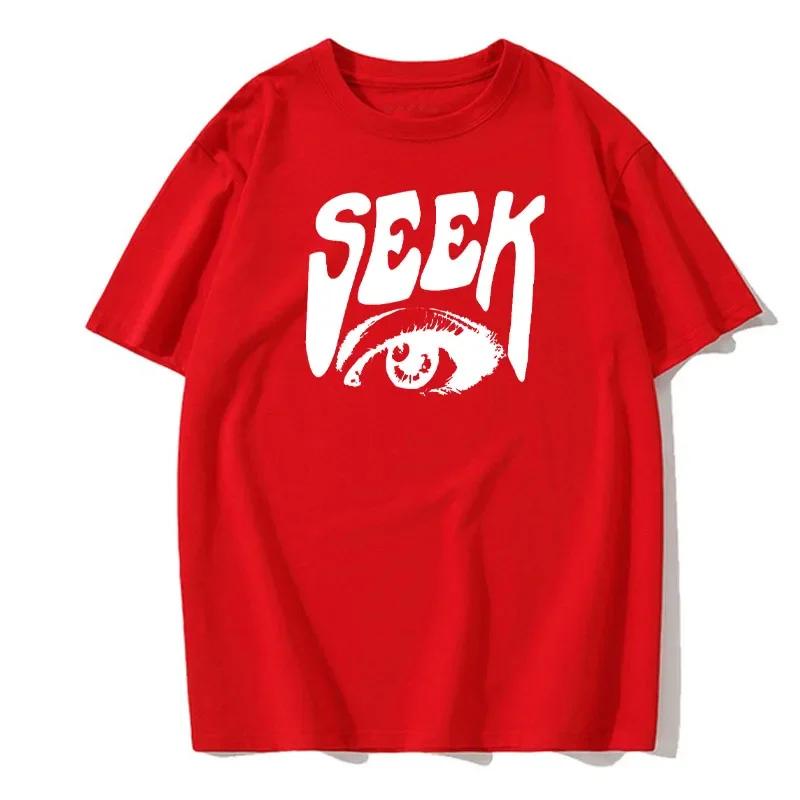 Футболки с принтом Seek Anticipated Gaze для мужчин, мягкие свободные футболки, дышащие летние уличные футболки в стиле хип-хоп, свободные футболки из хлопка