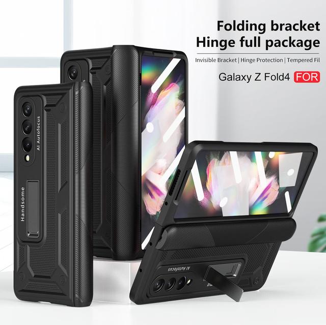 Для Samsung Galaxy Z Fold 4 Чехол Fold3 Fold4 5g Шарнирный чехол для телефона с полным покрытием и кронштейном из закаленного стекла для защиты от падения