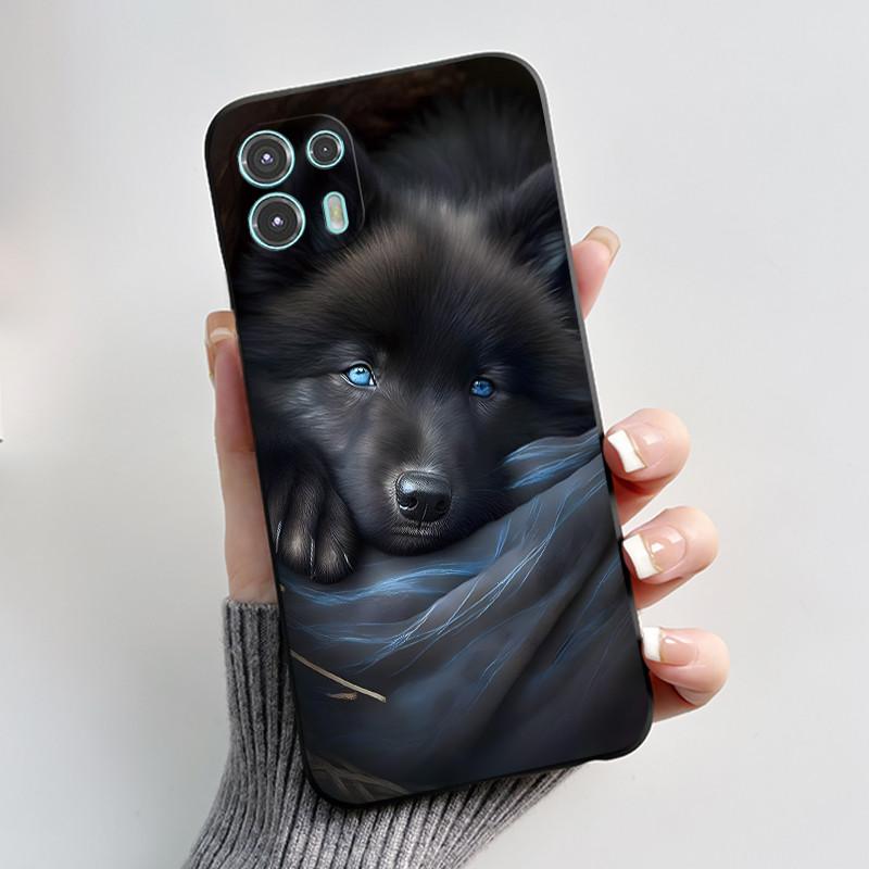 Чехол для Motorola Edge 20 Lite XT2139-1 Красивая Девушка Милое Сердце Кролик Черный ТПУ Силиконовая Задняя Крышка Для Чехла Moto Edge 20 Fusion