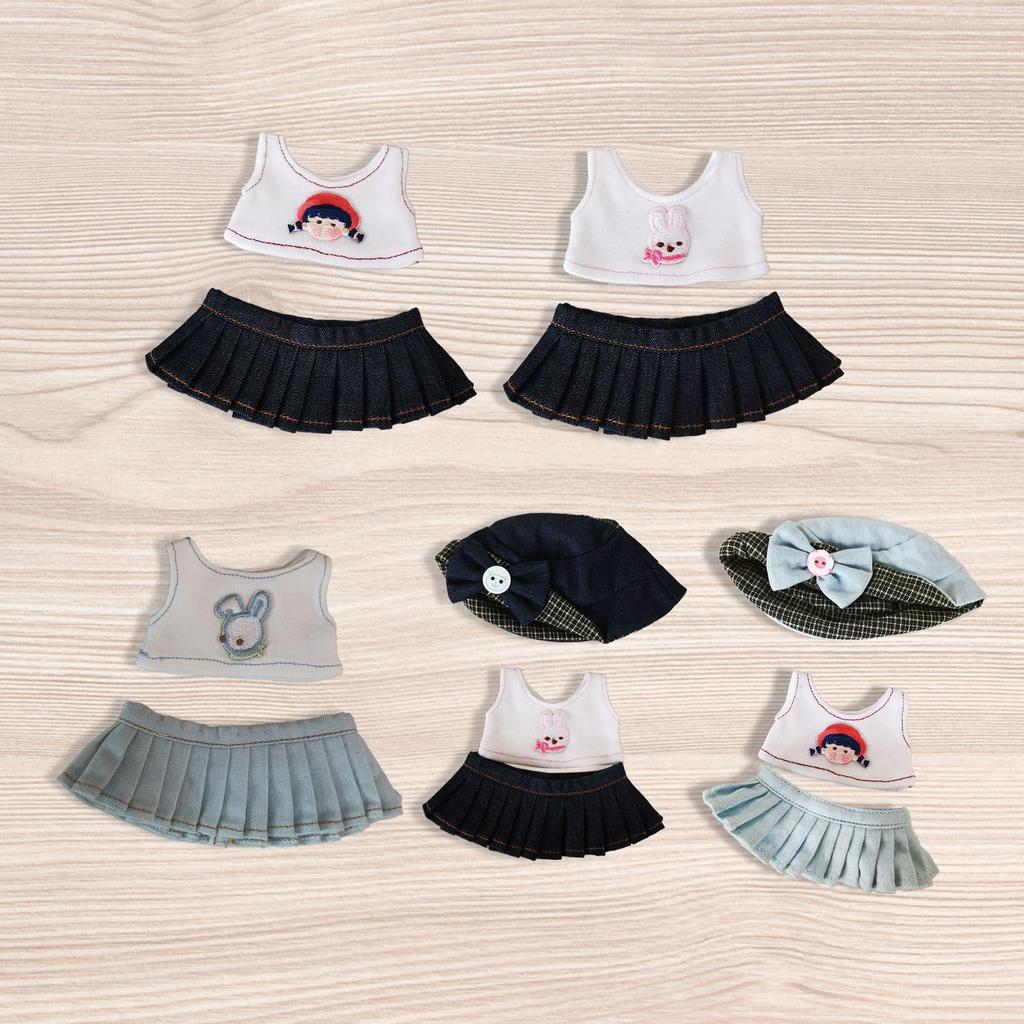 Mini 6 inch Doll Clothes,Doll Outifits Skirts Set,T Shirts Doll Accessories Clothing,Clothing DIY Doll Toy,Girl Doll Clothes