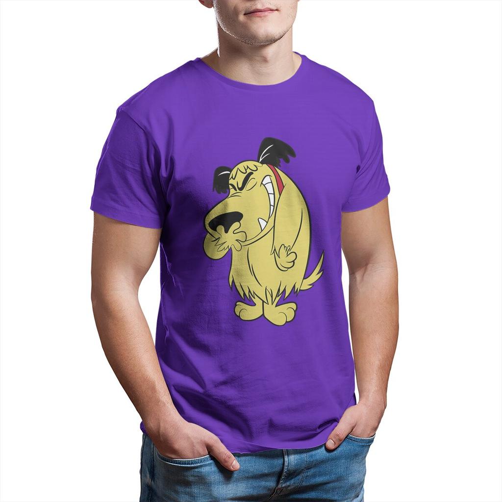 Muttley T Shirt for Men Cotton Vintage TShirt Wacky Races Mutley Cartoon Laughing Dog Tee Shirt Short Sleeve Tops Printed
