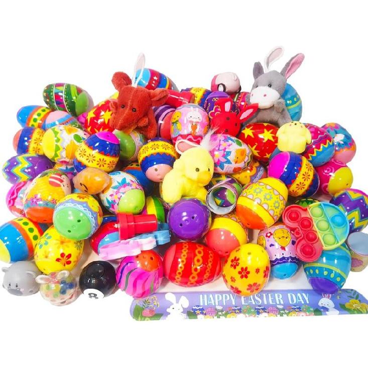 36/48/66 Упаковка Красочные Предварительно Наполненные Пасхальные Яйца с Игрушки Фиджет Для Охоты На Пасхальные Яйца