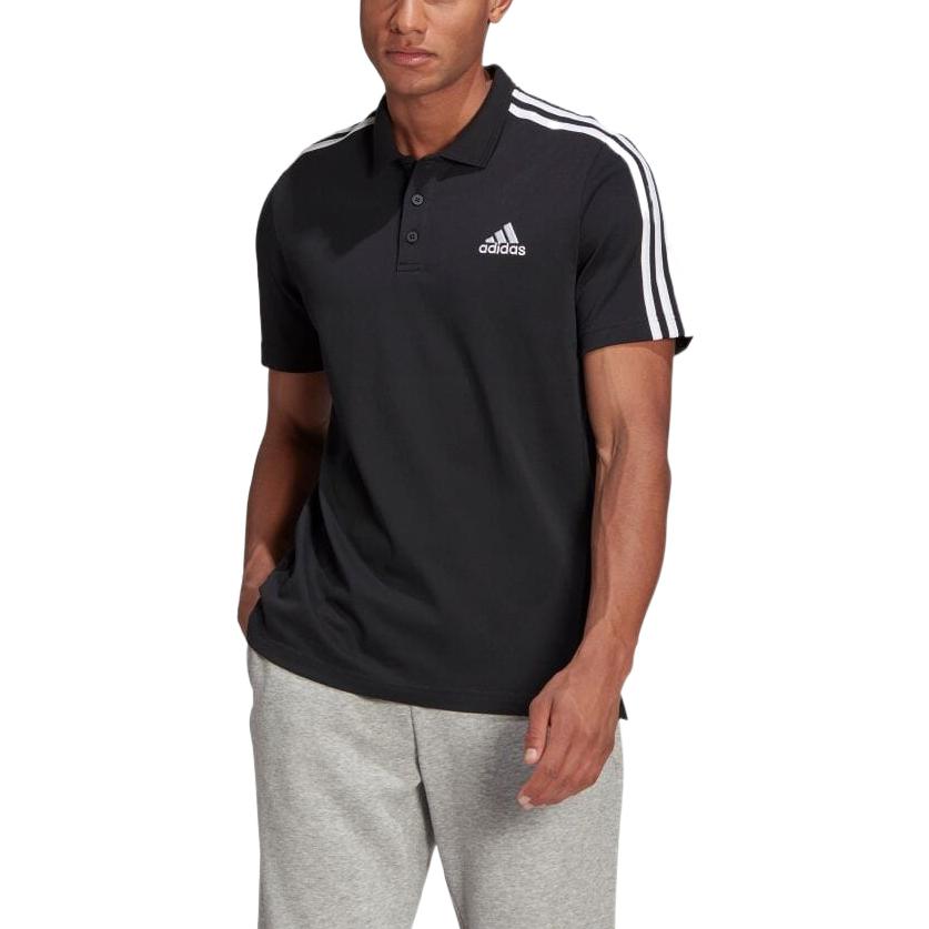 adidas Мужские поло Черный воротник-поло Умеренный прямой крой GK9097