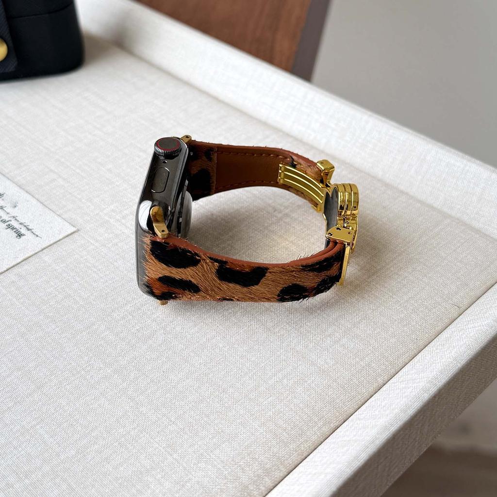 Магнитный ремешок из леопардовой кожи для Apple Watch Series 11 46/42 мм Ultrta 49 мм 45 мм 44 мм 41 мм 40 мм 38 мм женский ремешок для IWatch Полный ассортимент S9 S8