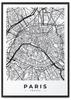 Постер карта Париж план города в черной раме