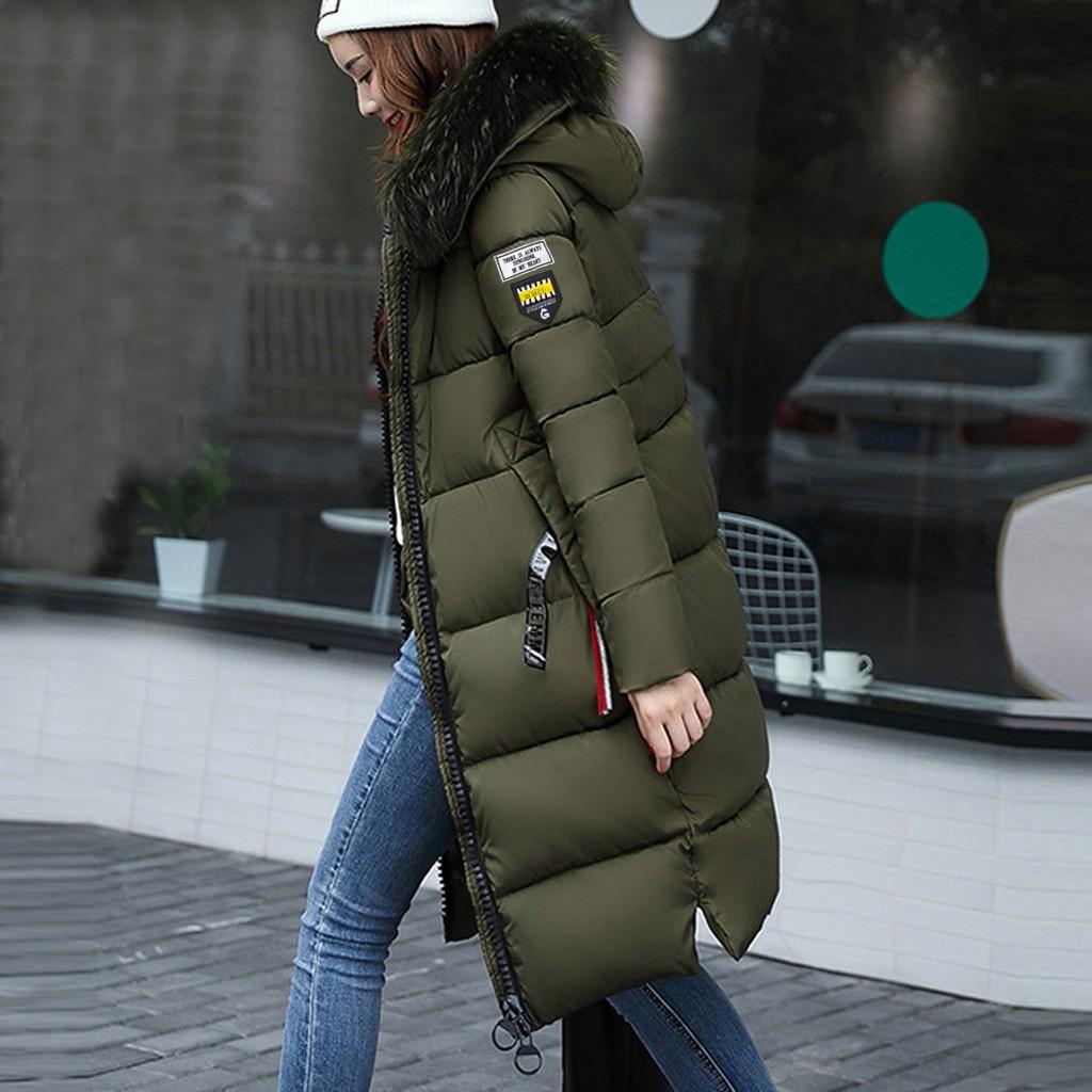 Fashion Women Winter Warm Cotton Hooded Winter Long-Sleeved Overcoat