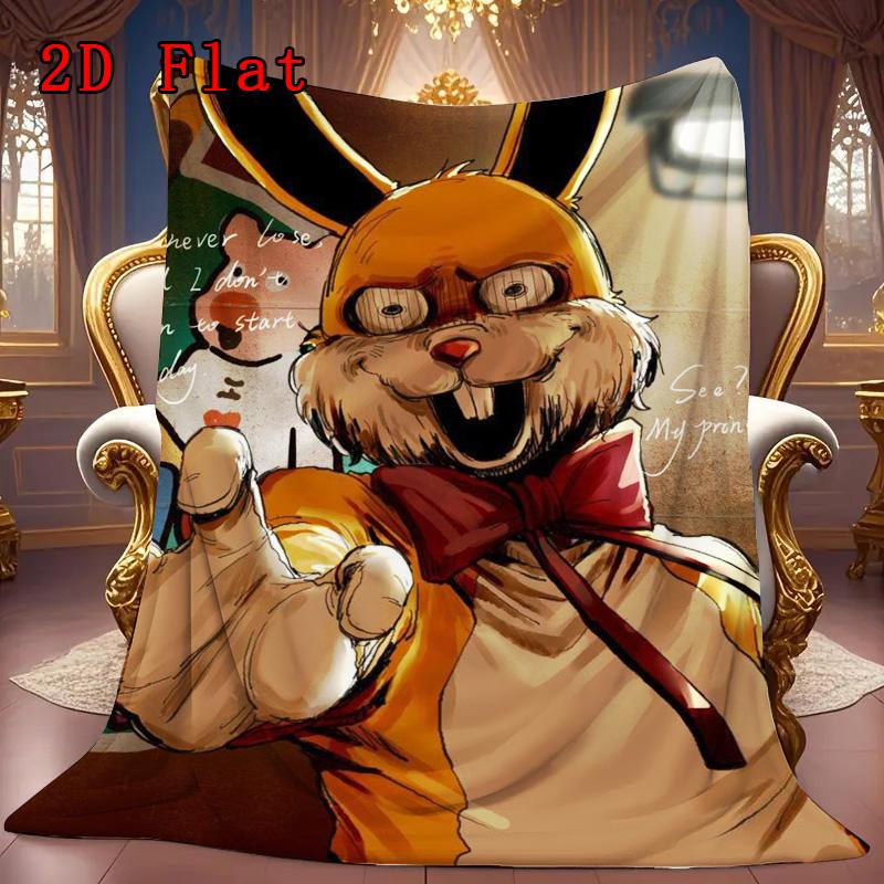 Horror Rabbit 2D Flat Pattern Flannel Blanket High quality All Seasons Warmth and Comfort Perfect for Christmas Gifts.