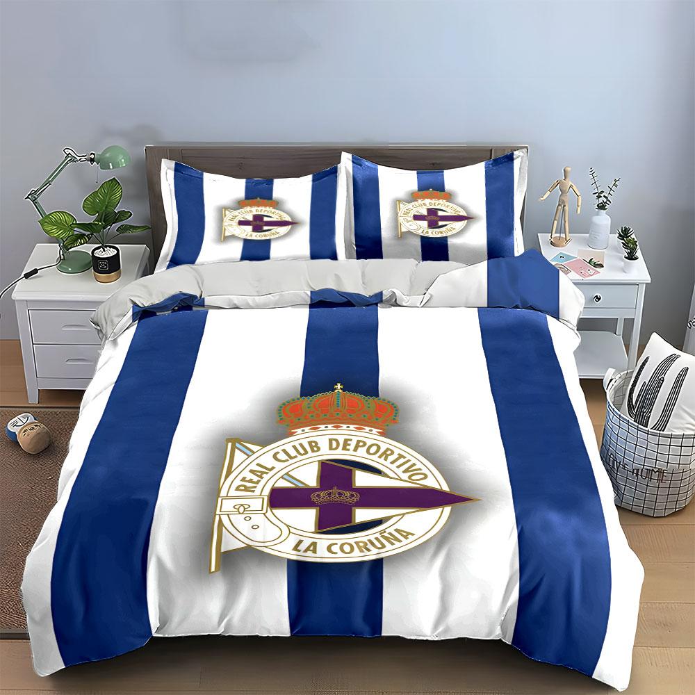 Blue-white stripes, club emblem. Bedding sets Duvet cover sets Duvet covers Pillowcases(1 * Duvet Cover 2 * Pillowcases without duvet insert)