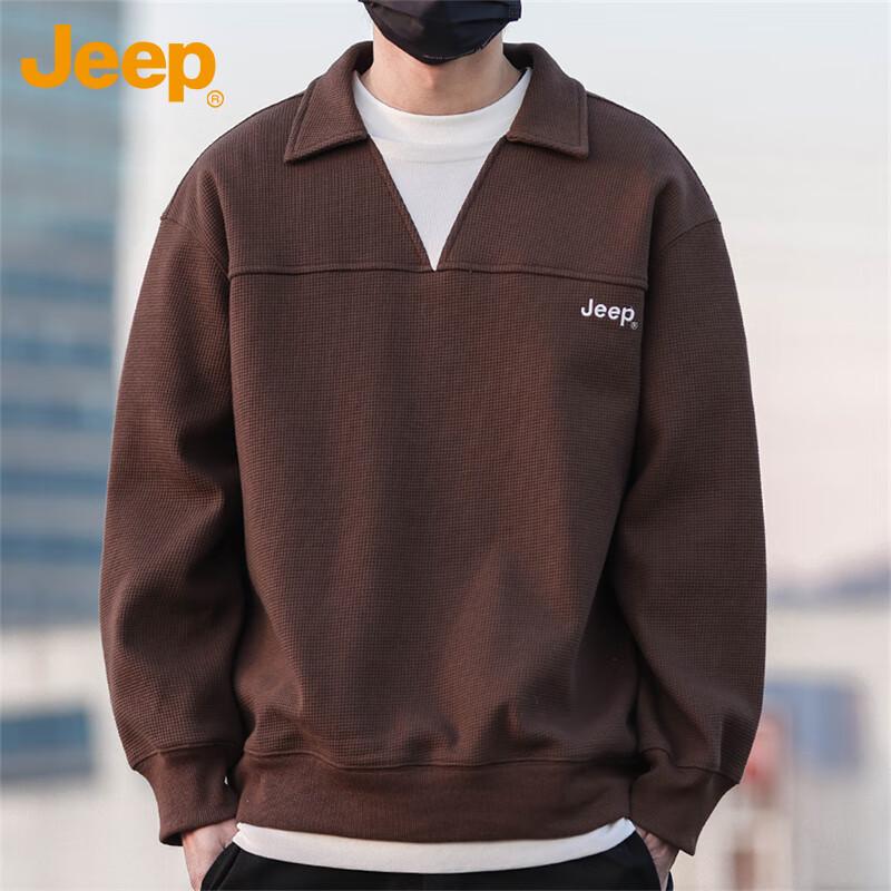 Jeep Мужской американский ретро вафельный трикотажный свитер поло