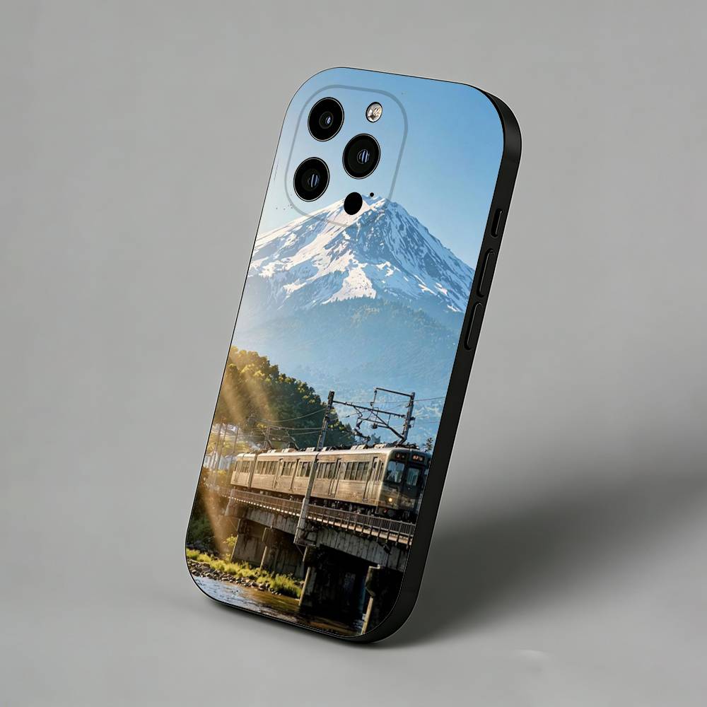 Ретро Японский Винтажный Поезд Тонкий Задний Чехол для Телефона для iPhone 17 Air 16 Pro Max 16e 15 Plus 14 13 Mini 12 11 Защитная Крышка