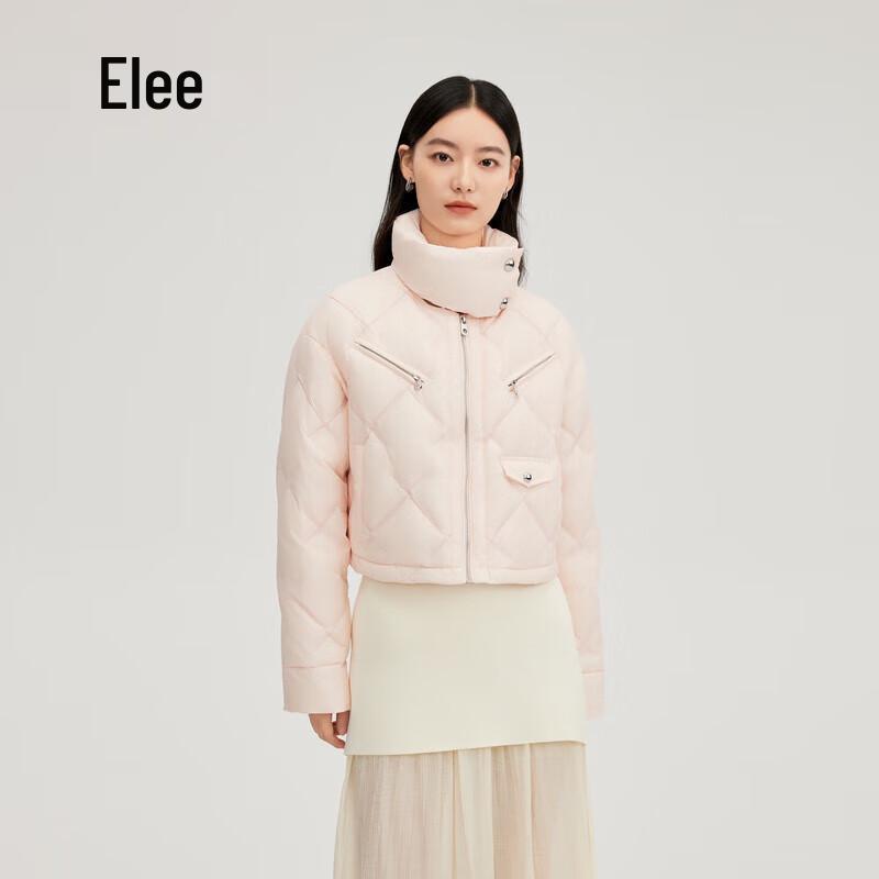 Ailaiyi Women's Embroidered Asymmetric Collar Short Down Jacket