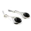 [H3468] - Silver Earrings 'Déesse Noir De Jais' Silver-black (rhodium-plated) - 28x9 Mm