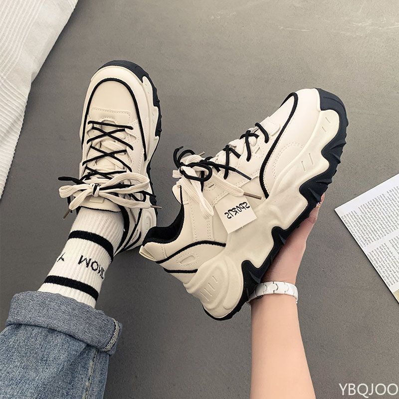 Женские плоские спортивные туфли Новые вулканизированные Повседневные Удобные Многофункциональные Спортивные Женские туфли Толстая подошва Универсальные Папины туфли