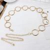 Korean Style Spring and Summer Fashionable Elegant Shiny Circle Waist Chain for Women with Dress Decorative Metal Large Ring Belt for Women