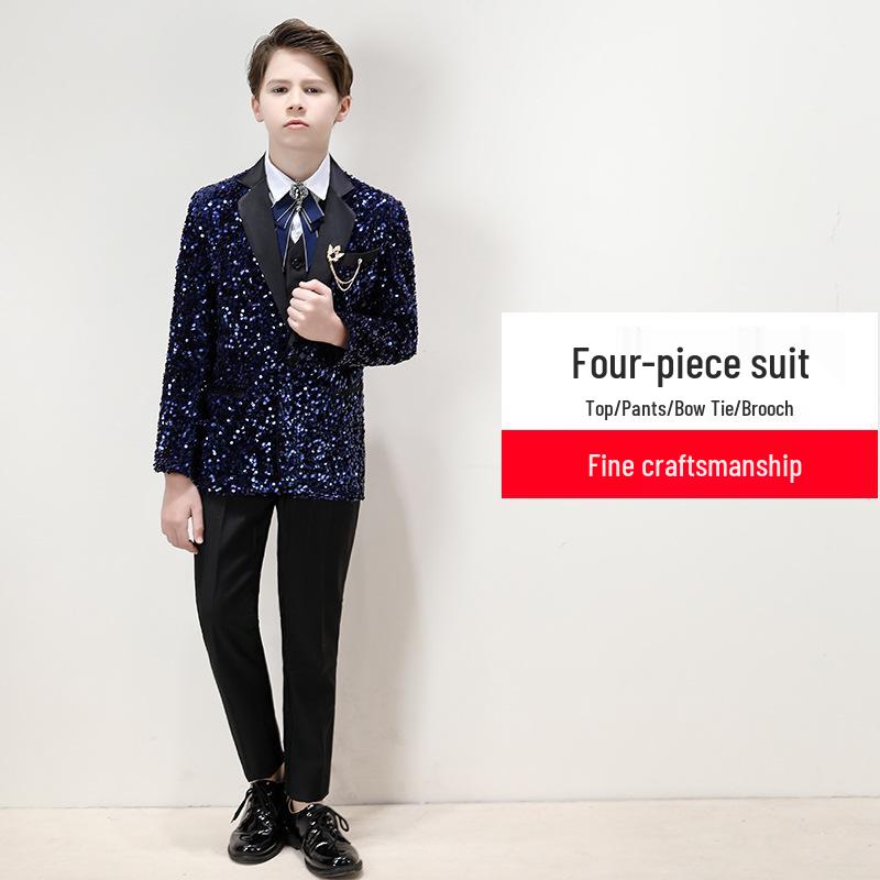 Красивый мальчишеский смокинг: Комплект с пайетками для выступлений и подиумов