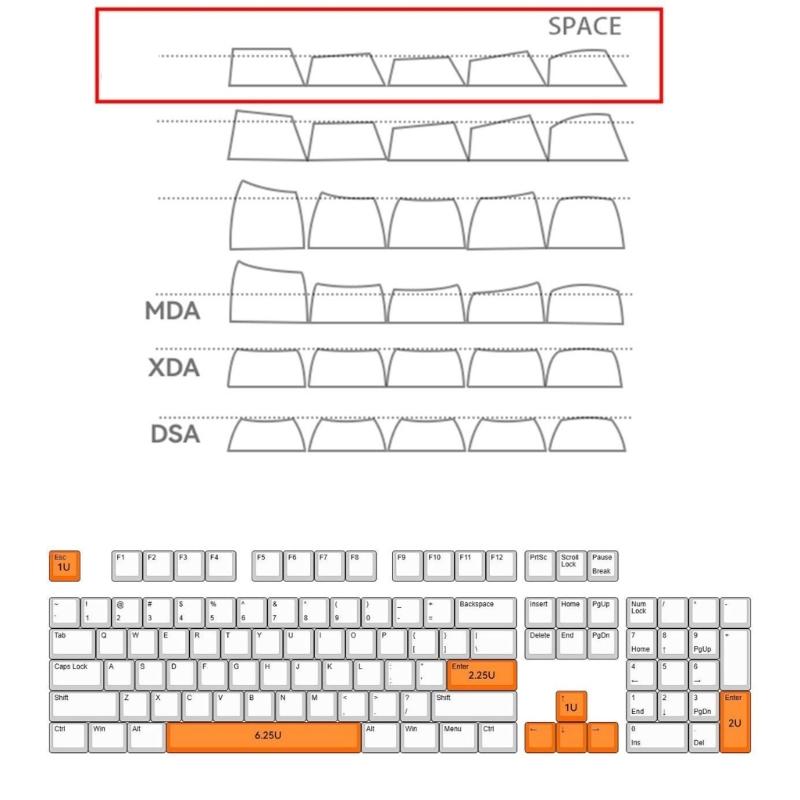 8 шт. DIY Персонализированные Колпачки для Клавиш 5-сторонняя Сублимация Красителя 6.25u Пробел Оригинальный Профиль для Игровых Механических Клавиатур