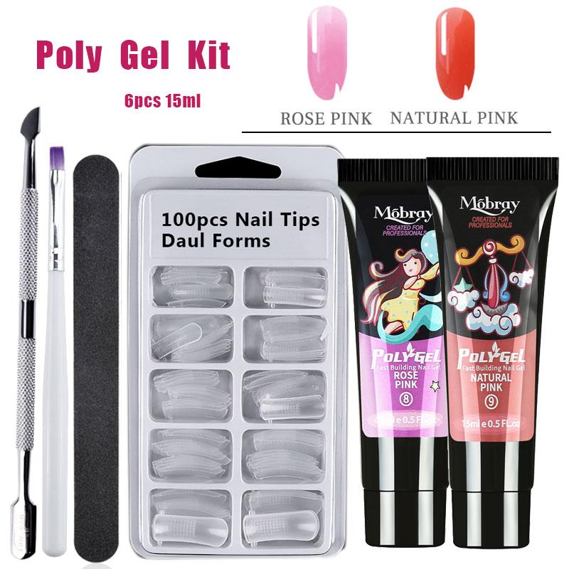 15 г акриловый полигель для ногтей, набор замачиваемых УФ-светодиодов, УФ-ногти, настоящее качество, быстросохнущий прозрачный цвет, строительный гель для ногтей, долговечный кристалл