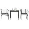 VidaXL 3-piece Garden Dining Set Black Braided Resin Glass 3334485