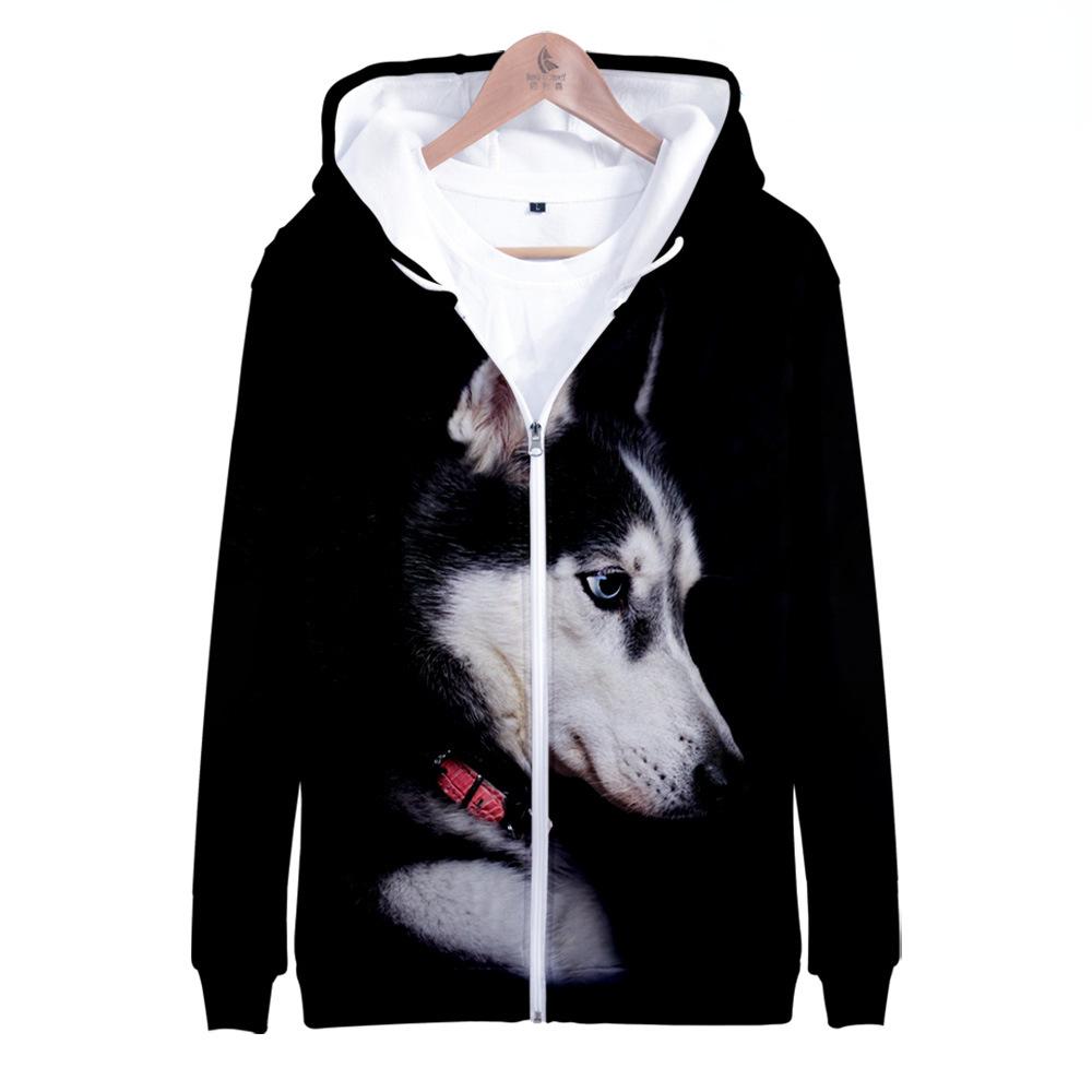 Autumn Dog Husky 3D Print Zip Hoodie Women Men Children Harajuku Sweatshirt Streetwear Hip Hop Zipper Hooded Jacket Male Tracksuit