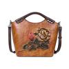Genuine Leather Women Handbags Vintage Rose Embossing Shoulder Bags Ladies Fashion Crossbody Bag