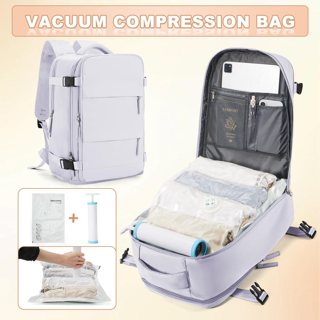 Ryanair 40x25x20 Дорожный рюкзак большой вместимости, складная сумка для походов с вакуумными пакетами и ручным компрессионным насосом, рюкзак для хранения