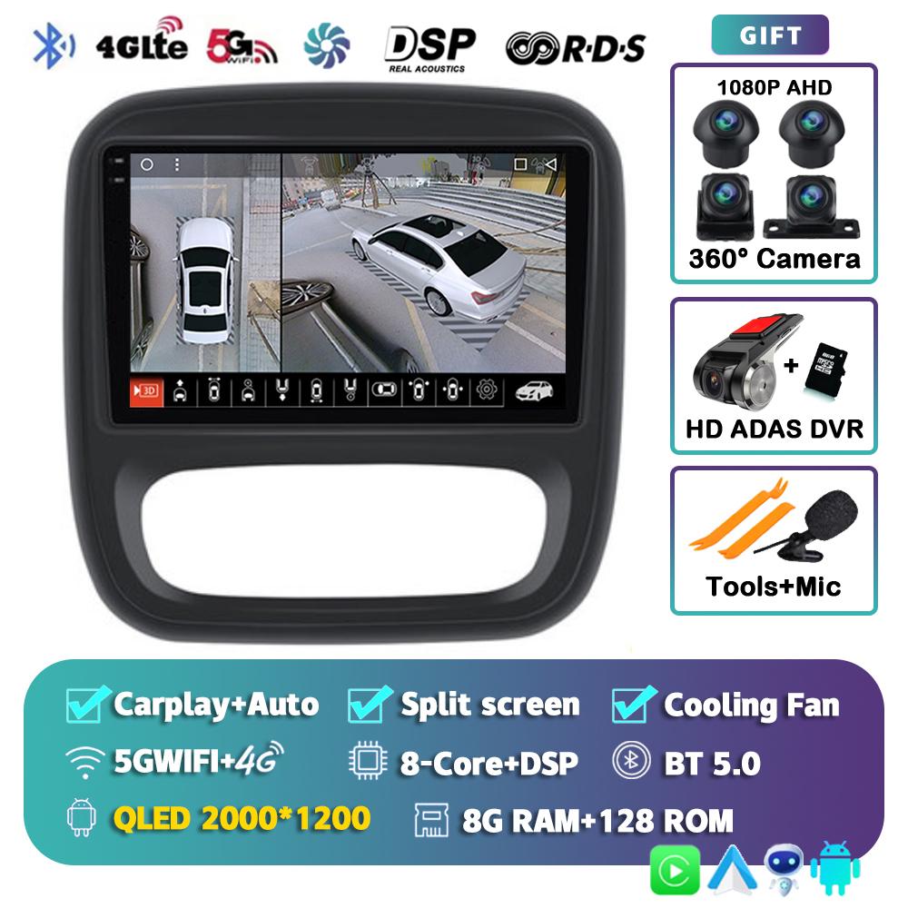 Android 14 Автомагнитола для Renault Traffic 3 2014-2021 Для Opel Vivaro B 2014-2018 Мультимедийный Видеоплеер Навигация GPS DSP