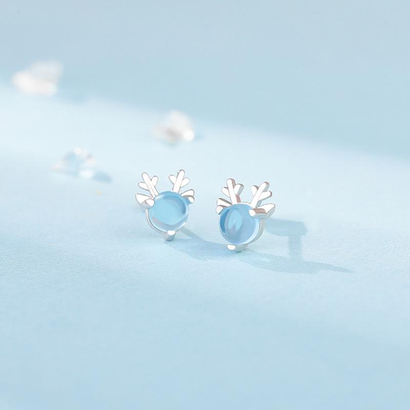 Женские серьги-гвоздики Blue Elk - Простые, Милые, в Корейском стиле, Рождественский подарок
