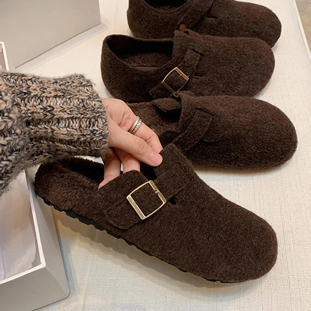 Wool Version, Grape Ma, the Same Style, Warm and Piled, the Inner Height Increases, and the Fluff Is Half Dragged, and the Outer Wear Is Thick-soled