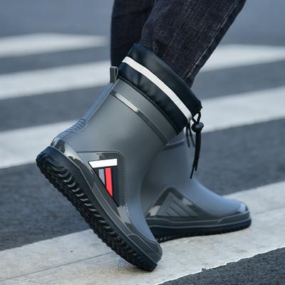 Новый модный набор мужских и женских резиновых сапог с коротким голенищем, нескользящие, с коротким голенищем, на бархатной подкладке, для работы на открытом воздухе, теплые, водонепроницаемые, дождевые сапоги