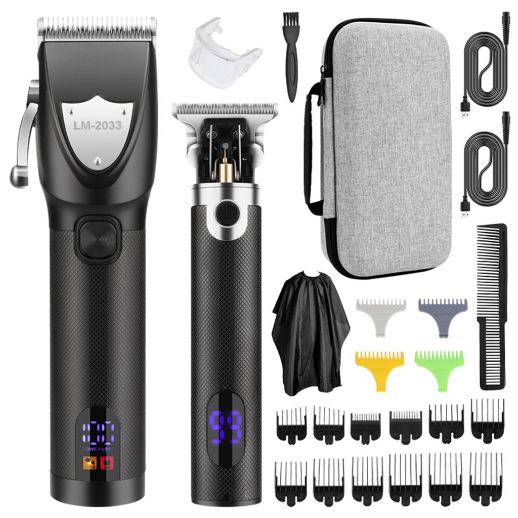 Men Hair Clippers Cordless Barber Hair Cutting Machine Kit Haircut Grooming Set LEDs Digital