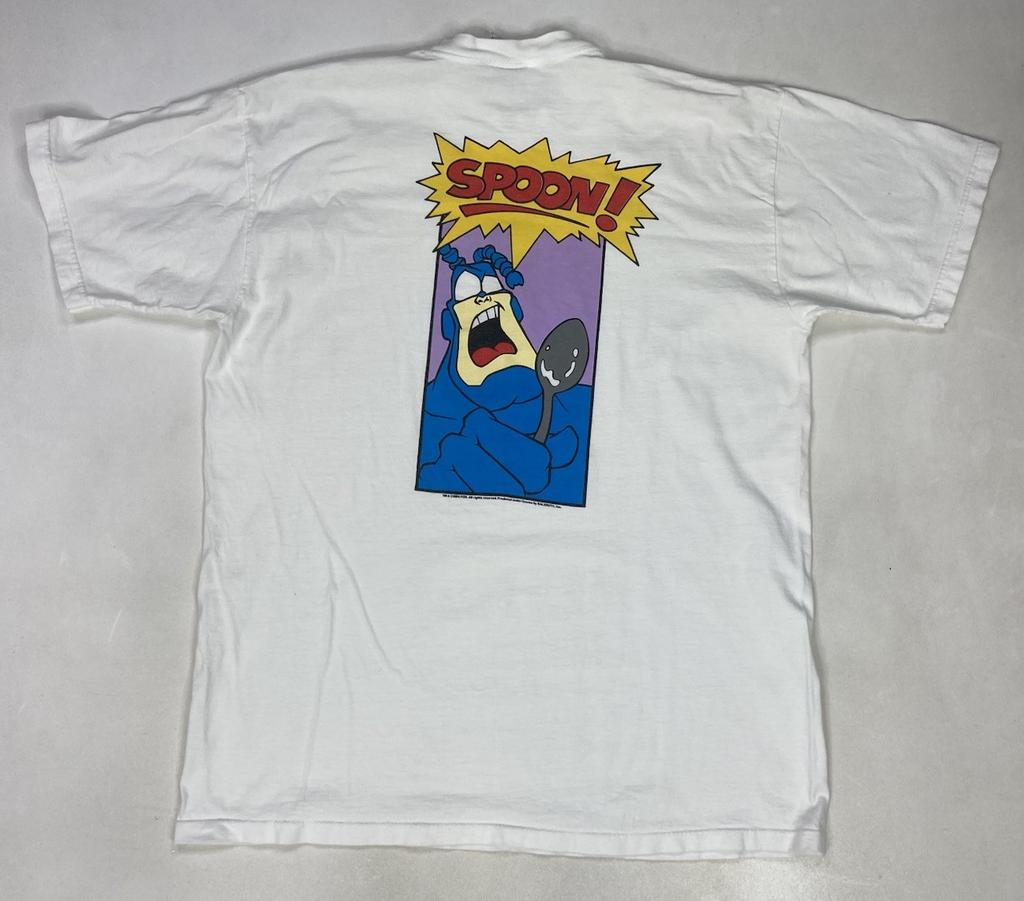 ВИНТАЖНАЯ Футболка с графикой The Tick Spoon 1994 Мужская XL Белая ТВ-мультфильм Редкая США 90-е