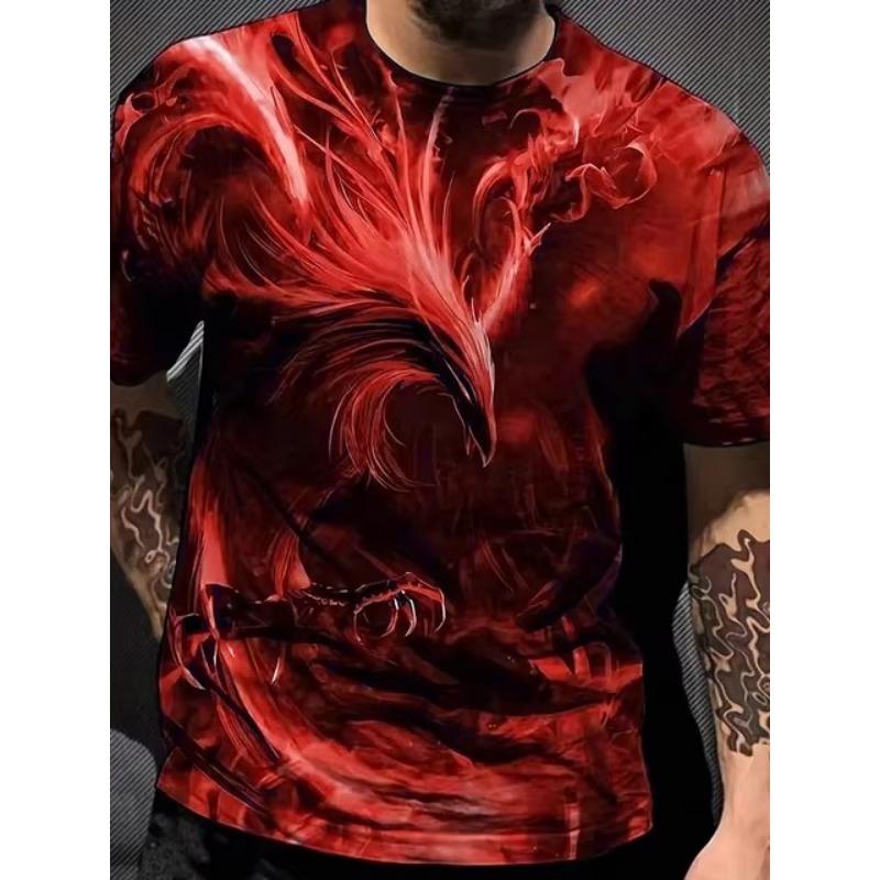3D Dragon Print Fashion Мужская футболка Повседневная мужская с коротким рукавом Летняя уличная мужская футболка для фитнеса и спорта