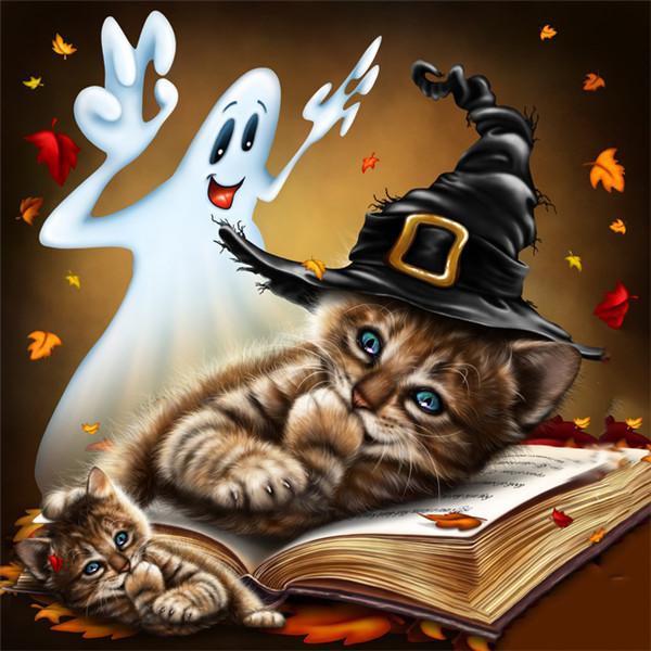 5D алмазная живопись собака полная дрель круглая Новое поступление Алмазная вышивка животное кошка мозаика горный хрусталь комплект подарок на Хэллоуин