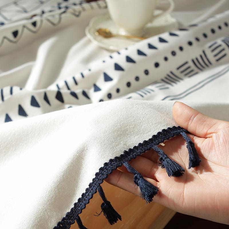 Скатерть с геометрическим принтом и кистями, богемный обеденный стол, прямоугольная холщовая скатерть, украшение для дома и кухни, новая скатерть