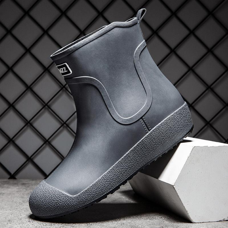 2025 новые уличные дождевые ботинки мужская верхняя одежда флисовые нескользящие резиновые сапоги женская мягкая подошва водонепроницаемая обувь износостойкая резиновая обувь tide