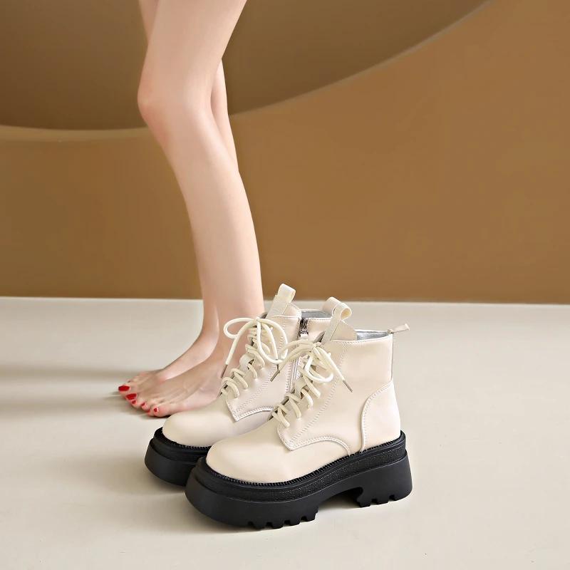 Женские ботильоны на толстой подошве, новый стиль 2024 года, зимние ботинки для прогулок и путешествий, женские ботинки на молнии, повседневная мода, Zapatos De Mujer