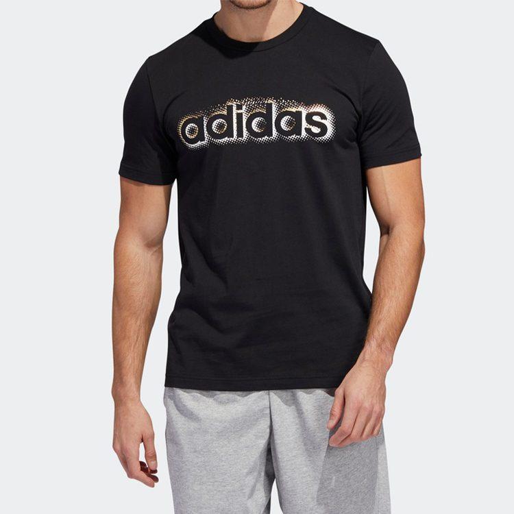 adidas Футболки Мужские Черные С Круглым Вырезом Умеренный Прямой Крой EI4607