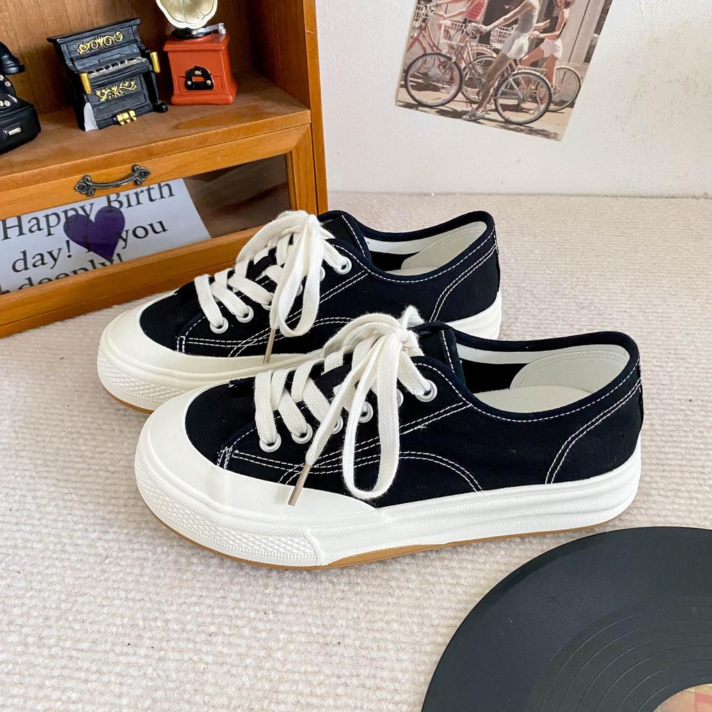 B-9361 допаминовый цвет/растворенная платформа парусиновые туфли женские летние тонкие 2024 новые туфли для доски маленькие белые туфли