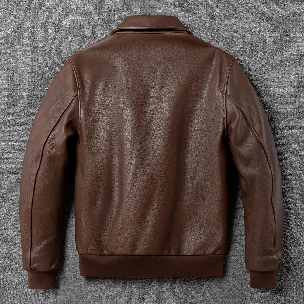 Мужская кожаная куртка Натуральная коровья A2 Летный костюм Мужской Авиатор Бомбер Пальто Мужчины Коровья кожа Кожаные куртки Весна Осень