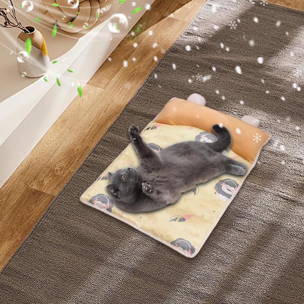 Охлаждающий коврик для кошек Охлаждающая подставка для животных Постель Ледяной матрас для сна с подушкой Для помещения улицы Переноска Клетка Будка Автомобиль Спальня После тренировки