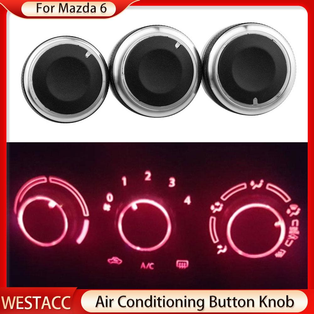 3 шт./компл., ручка из алюминиевого сплава, автомобильная ручка кондиционера, переключатель управления обогревателем переменного тока, ручка для Mazda 6 2006-2015, детали