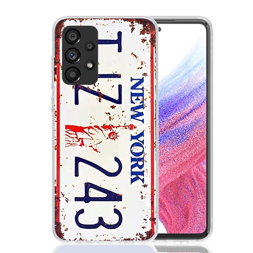 License New York Plate Number Phone Case For Samsung Galaxy A13 A14 A15 A16 A53 A54 A55 A56 A33 A34 A35 A36 A23 A24 A25 A26 A05S