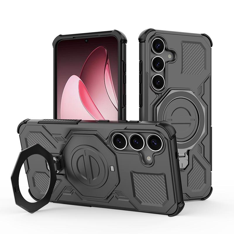 KEYSION Противоударный магнитный чехол для Samsung S25 Ultra 5G S25+Plus с вертикальной живой металлической кольцевой подставкой, чехол для телефона Galaxy S25 Edge