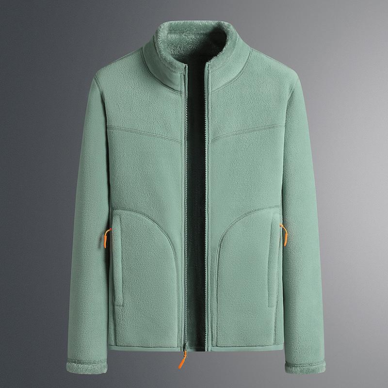 Double-sided Wear Comfortable Polar Fleece Plus Fleece Hoodie Men's Winter Coral Fleece Coat Middle-aged Men and Women Couples Winter Wear